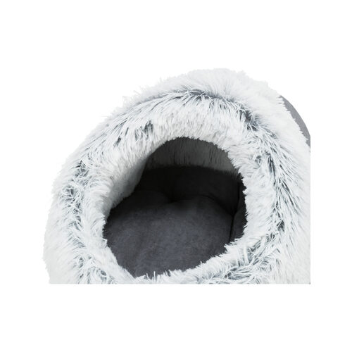 Trixie Harvey Hundehöhle – 35x26x41 Cm, Grau/Weiß-Schwarz, Plüsch Mit Rutschfester Unterseite