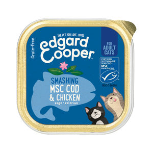 Afbeelding Edgard & Cooper Adult Cat - Kip & Kabeljauw - Kuipje - 19 x 85 g door Medpets.nl