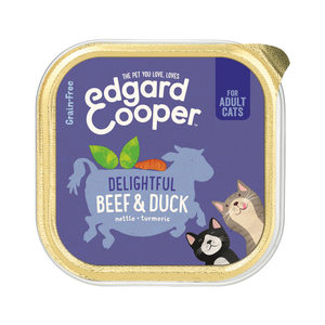 Afbeelding Edgard & Cooper Adult Cat - Rund & Eend - Kuipje - 19 x 85 g door Medpets.nl