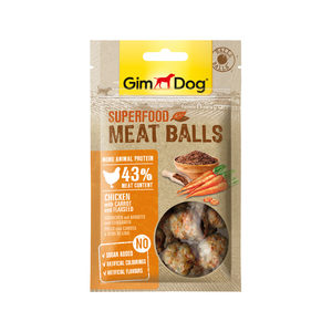 Afbeelding GimDog Superfood Meat Balls - Kip, Wortel & Lijnzaad - 70 g door Medpets.nl
