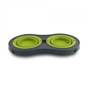 Afbeelding Popware Double Elevated Feeder - Groen door Medpets.nl