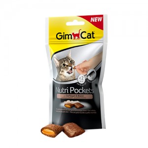 Afbeelding GimCat Nutri Pockets with Poultry and Biotin - 60 gram door Medpets.nl