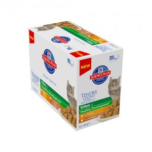 Afbeelding Hill's Pouch Kitten Poultry Selection kattenvoer 12 zakjes door Medpets.nl