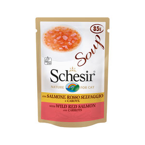 Afbeelding Schesir Pouch Cat Soup - Kattenvoer - Wilde Zalm Wortel 85 g door Medpets.nl