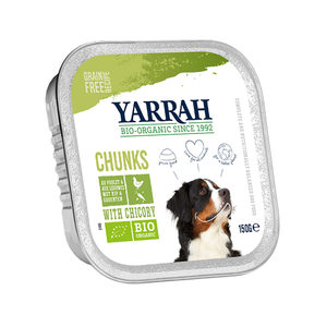 Afbeelding Yarrah - Natvoer Hond Kuipje Chunks met Kip & Groenten Bio - 12 x 150 g door Medpets.nl