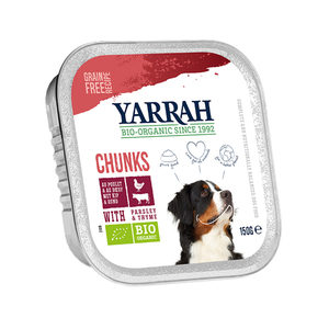 Afbeelding Yarrah - Natvoer Hond Kuipje Chunks met Rund Bio - 12 x 150 g door Medpets.nl